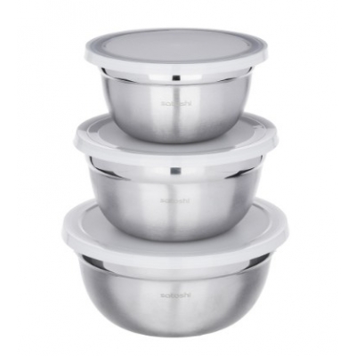 Набор салатников с крышками 6пр:14,16,18см, нерж.сталь SATOSHI (812-080)