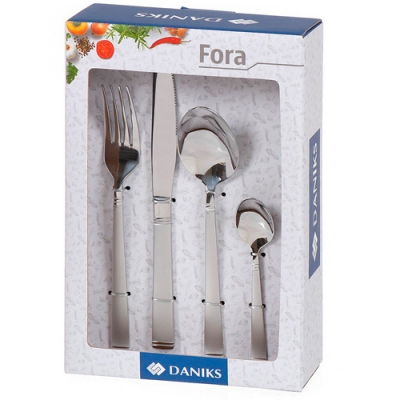 Набор столовых приборов нержавеющая сталь, 24 предмета, столовый, подарочная упаковка, Daniks, Fora