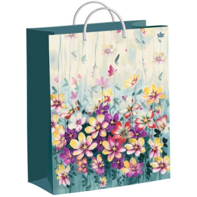 Пакет подарочный 30х40+10см из мягкого пластика (Акварельные цветочки) Тико (х1/40) [упаковка] 22000