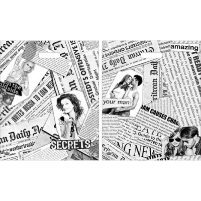 Пакет с вырубной ручкой 38х45+3см (60) (Газетный микс) Ламинированный Тико (х50/500) ВУР09172