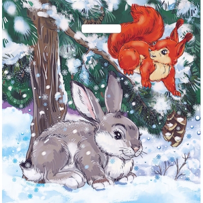 Пакет с вырубной ручкой Артпласт 45х45+3см (65) (Зимовье) НГ (х50/400) ВУР61269