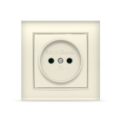 Розетка одноместная "UNIVersal" серия "Бриллиант" б/з, с/у, 16А, 220В, "слоновая кость" (ivory), (ев