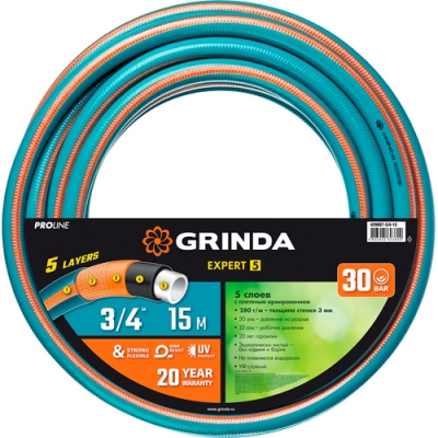 Шланг армир.GRINDA PROLine EXPERT 5, 3/4", 15 м, 30 атм, пятислойный 429007-3/4-15