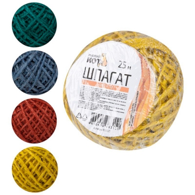 Шпагат Рыжий кот джутовый цветной 25 метров (клубок) 108079