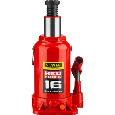 STAYER RED FORCE, 16 т, 230 - 460 мм, бутылочный гидравлический домкрат, Professional (43160-16) 431