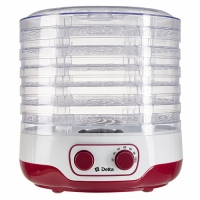 Сушилка для овощей и фруктов "DELTA" DL-6890, 250 Вт., обьем 8л, 5 секций, белая с малиновым