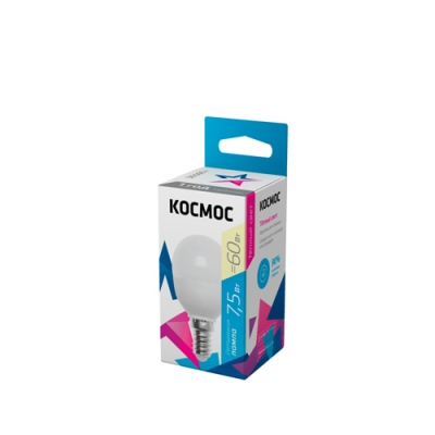 Светодиодная лампа КОСМОС GL45 7.5W 220V E14 3000K Светодиодная лампа КОСМОС GL45 7.5W 220V E14 3000K