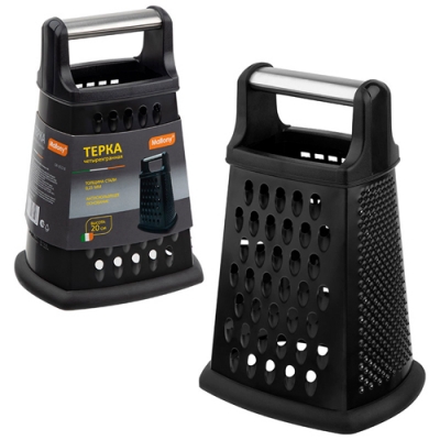 Терка четырехгранная GR-052-8, цвет: черный, высота 20 см (нерж.сталь, ТПР) арт.310875