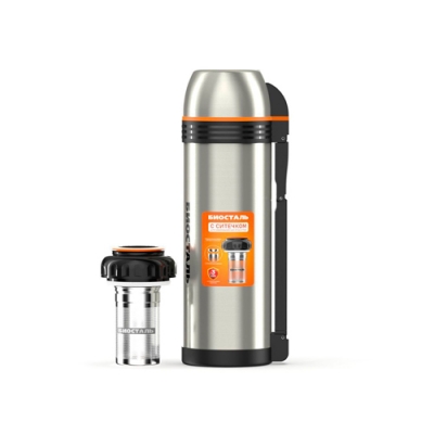 Термос "BIOSTAL-СПОРТ" универ. с ручкой NGP-2000Z, пробка с ситечком, цвет "ТИТАН" БИОСТАЛЬ