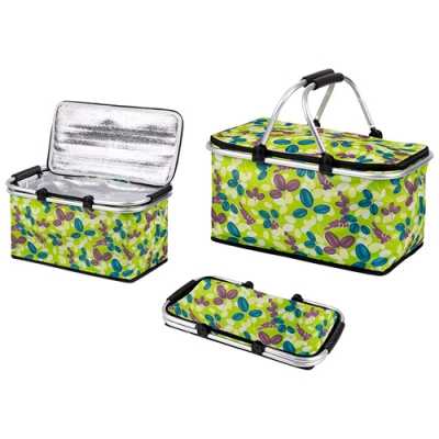 Термосумка складная с алюминиевым каркасом CB-7046-2 с принтом зелень арт.107062