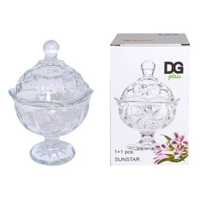 Ваза на ножке SUNSTAR 170 мл 9.5х9.5х14.5 см с крышкой, в подарочной упаковке арт.SR7190GCL
