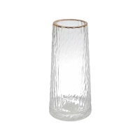 Ваза стекло, настольная, 8*24 см Лед, прозрач с золотой отводкой, Y4-11067 (506368)