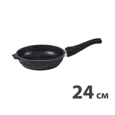 Сковорода 24см АП Гранит black со съемной ручкой и стеклянной крышкой арт.С024802