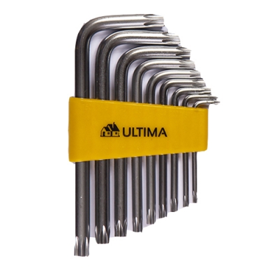 Набор ключей TORX Ultima, 9 шт в наборе, CrV, T10-T50, короткие (1уп-6комп,1кор-36комп) арт.122005