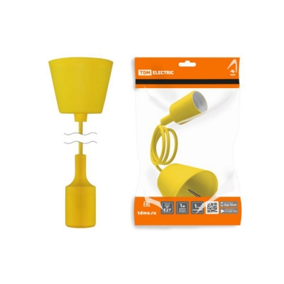 Патрон пластиковый Е27 с подвесом 1 м, желтый TDM (SQ0335-0065)