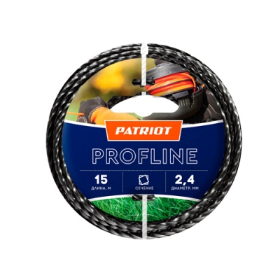 Леска PATRIOT Profline D 2,4 мм L 15 м (скрученный квадрат, черный) 240-15-5 на пластиковой обойме