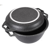 АП Казан с крышкой-сковородой 4л, (темный мрамор) "Kukmara" кмт44а АП Казан с крышкой-сковородой 4л, (темный мрамор) "Kukmara" кмт44а