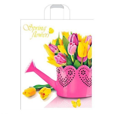 Пакет с петлевой ручкой 38 х 45+6(45) ПНД (Артпласт)-1 Весенние цветы ПТЛ24626