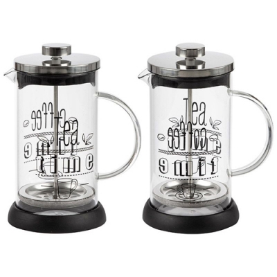 Чайник/кофейник (кофе-пресс) MOMENTO 600 мл из боросиликатного стекла с надписью на корпусе арт.0072