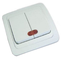 Выключатель двухкл. с подсветкой Валери, с/у, 10А, белый В0123