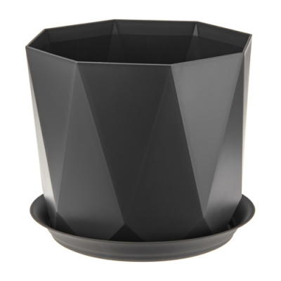 Кашпо ПРИЗМА D220мм 4,7л с поддоном Графитовый М3139