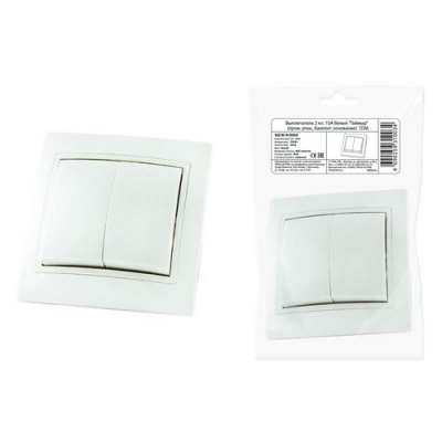 Выключатель 2 кл. 10А белый (пром. упак., бакелит. основание) Таймыр TDM (SQ1814-0502)
