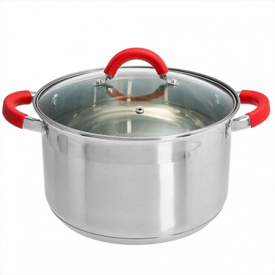 WEBBER BE-344/2 Кастрюля из нерж стали со стеклянной крышкой (d=24; 6,6 л) (6)