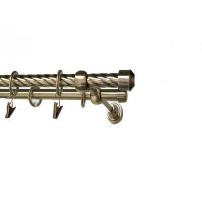 Карниз кованый Ле-Гранд d25/19 мм Твист 2,4м антик-золото 2-х рядный