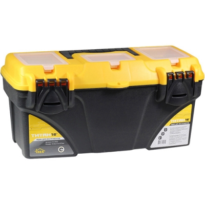 М 2935 Ящик для инструментов ТИТАН 16' (с секциями) черный с желтым