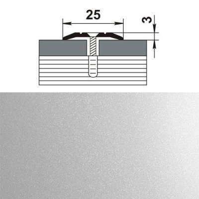 Профиль стыкоперекрывающий ПС 01.1350.01п серебро (полиэфир)