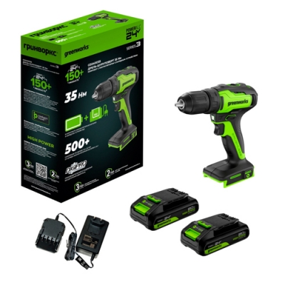24V Дрель-шуруповерт акк.GD24DD35, б/щет, 29/35Нм,2x2Ач,ЗУ,кор (3704007CUC) 24V Дрель-шуруповерт акк.GD24DD35, б/щет, 29/35Нм,2x2Ач,ЗУ,кор (3704007CUC)