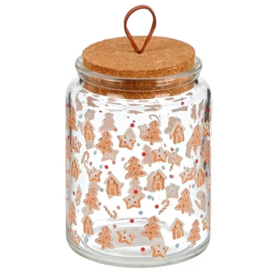 Банка 0.7 л, 10х14 см, с бамбуковой крышкой, Daniks, Печенье (500148)