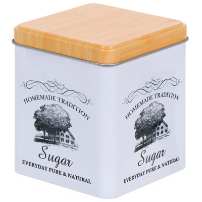 Банка для сыпучих продуктов, металл, 10х10х12 см, с крышкой, Сахар, Y3-1189-3 (453172)