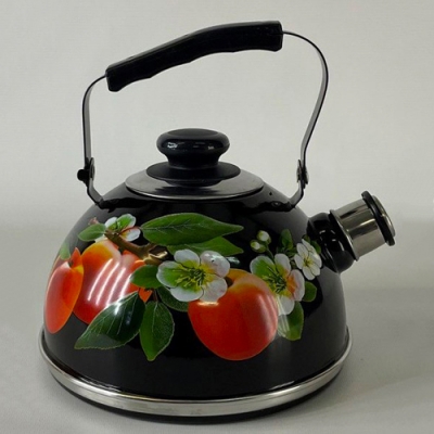 Чайник 2,5л.(подвиж.ручка)-черный/абрикос (декор- нерж.сталь) ТМ04/25/02/31 (г.Ростов)