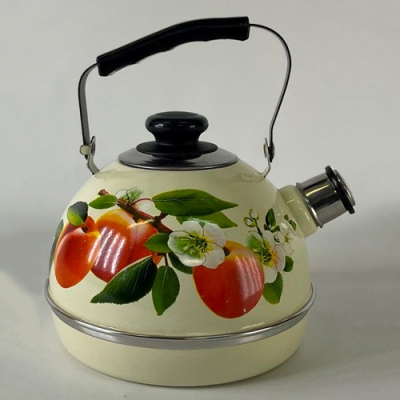 Чайник 3,5 л.(подвиж.ручка) - слон.кость/абрикос (декор- нерж.сталь) ТМ04/35/04/31 (г.Ростов)