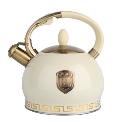 Чайник из нержавеющей стали 3 л со свистком,цвет: кремовый (М-7130) "МАРУСЯ"