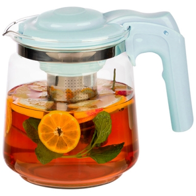 Чайник заварочный, Spoleto, объем 1,5 л, стеклянный, ручка/крышка из полипропилена, голубой арт.9101 Чайник заварочный, Spoleto, объем 1,5 л, стеклянный, ручка/крышка из полипропилена, голубой арт.9101