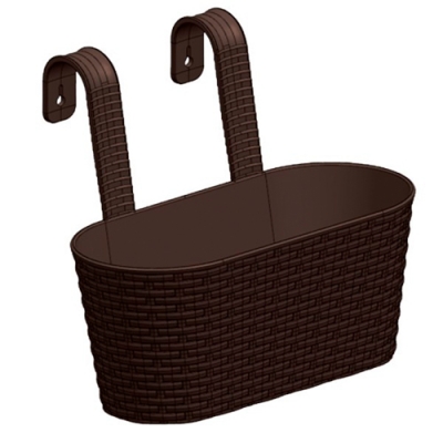 Декоративное настенное ведро большое Раттан коричневое "Элластик-Пласт"