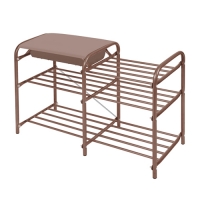 Этажерка Люкс5 Nika 790х330х510 3-х ярусная с мягким сидением и ящиком корич/корич ЭТЛ5-1/К