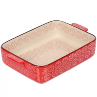 Форма для запекания керамика, 28х18.5х6.5 см, фигурная, Круги на красном, Y6-10298 (462726)