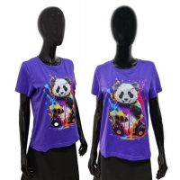 Футболка женская Доброшвейкин Принт сереневая Панда размер 52
