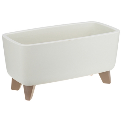 Кашпо ФЛОРИАН IDEA овальное низкое 390мм 4,2л белый ротанг М3271