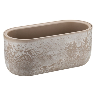 Кашпо МИКРИТ IDEA овальное 385x180мм 6л со вставкой бежевый слайн М3274