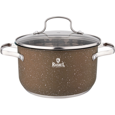 Кастрюля 3,6л из нержавеющей стали со стекл. кр., 20х11,5см цвет: коричневый гранит (R-306z) "МАРУСЯ