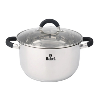 Кастрюля 4,7л из нержавеющей стали со стекл. кр., 22х12,5 см (R-400к) "МАРУСЯ"