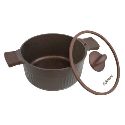 Кастрюля 5,2л со стеклянной крышкой, АП линия "Stella" (mokko) "Kukmara" ксм52а