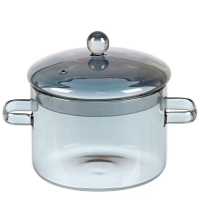 Кастрюля стекло, 1.9 л, крышка стекло, для СВЧ, духовок и электрических плит, B150075, графит (50413