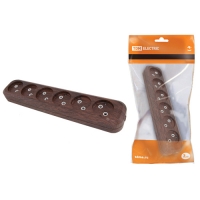 Колодка розеточная 6 гнезд 2П б/з 10А 250В "Эко" (бук) TDM (SQ1806-0070)