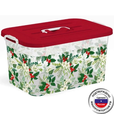 Контейнер для хранения с крышкой Зимние цветы 15л С81186 Полимербыт Контейнер для хранения с крышкой Зимние цветы 15л С81186 Полимербыт