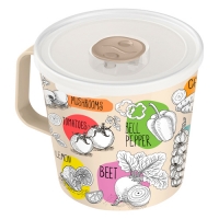 Контейнер-кружка "IZI-GO" с клапаном с декором, 750мл (светло-бежевый) (221140525/01) "ПРОФИТ ХАУС" Контейнер-кружка "IZI-GO" с клапаном с декором, 750мл (светло-бежевый) (221140525/01) "ПРОФИТ ХАУС"